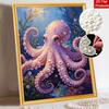 DIY Framed Pearl Bead Art Kit Ocean Octopus Sparkling Canvas Painting for Modern Room Wall Decor Gift for DIY Lovers Birthday Present