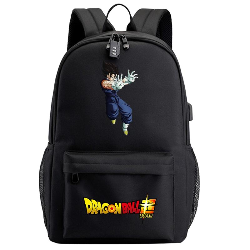 Anime Dragon Ball Black Usb Backpack for Teenager Girl Boy Back To Schoolbag Laptop Bag Daily Book Bag Men Women with Lightweight Bagpack Mochila