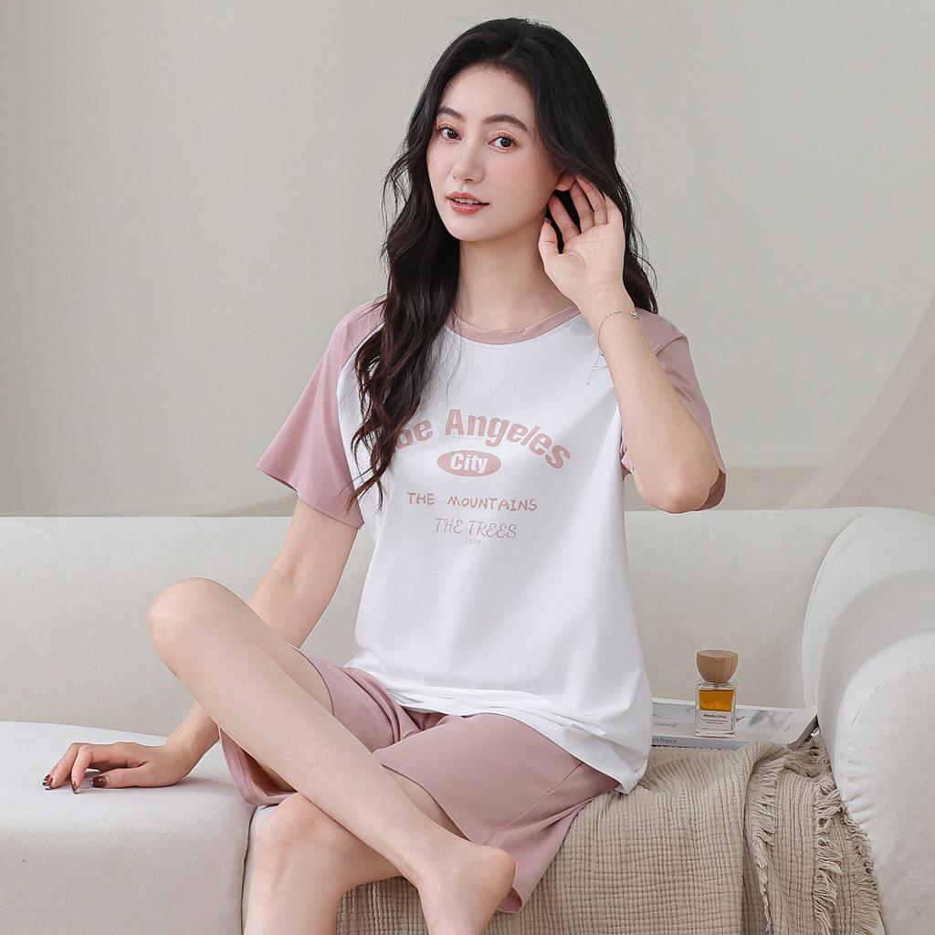 Pajamas women's summer cotton short-sleeved shorts thin summer Korean version casual women's summer loungewear set