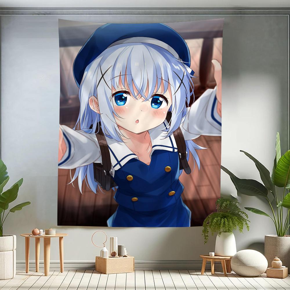Anime Is the order a rabbit Zeichentrick Wandteppich Wandbehang Dekoration Haushalt Heimdekor Niedliches Anime Dienstmädchen Mädchen Wandteppich