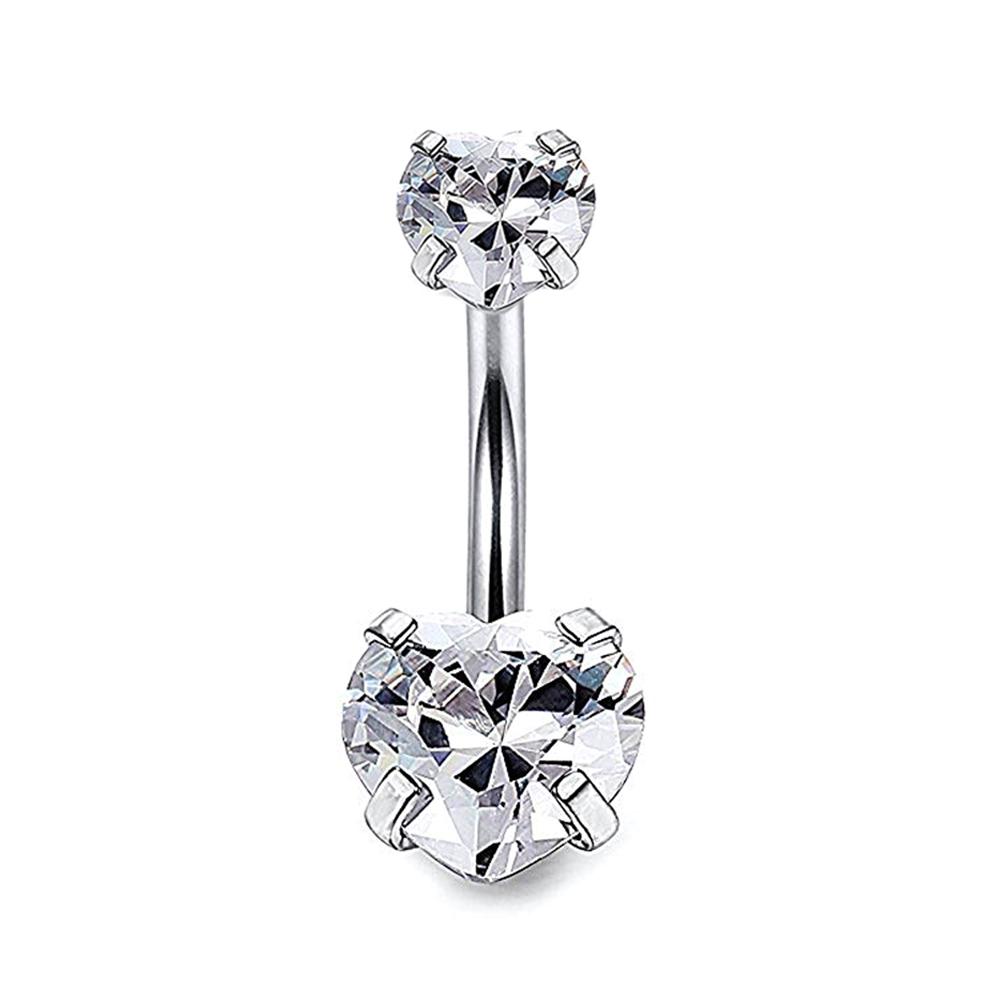 

1 шт. Модный блестящий циркон в форме сердца, нержавеющая сталь, пирсинг пупка, женское украшение для пирсинга тела