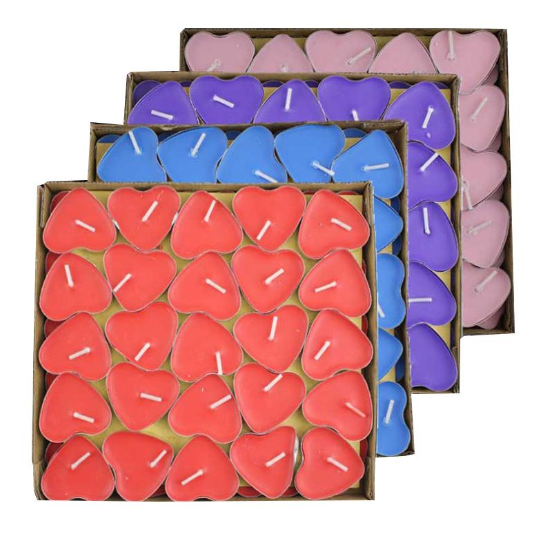 Colorful Peach Heart 50 Small Candles Without Words 520 Valentine's Day Chinese Valentine's Day Proposal Confession Heart-shaped Tealight