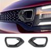 2PCS Front Bumper Center Grill Grille Cover Carbon Fiber for 2015+ Dodge Charger