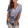 Summer V-neck 3D Coconut Tree Flowers Printed Top Fashionable Casual Short Sleeved Women's T-shirts