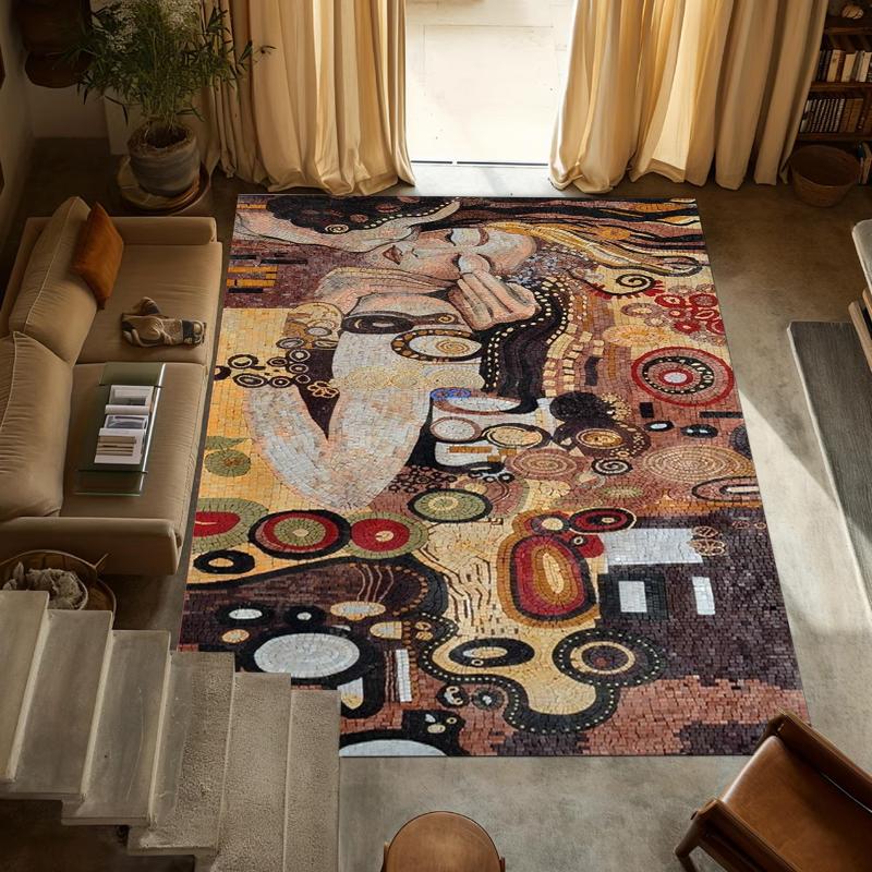 Tappetino Tappeto Tappeto Decorazione Casa Soggiorno Tappeto per Pavimento Klimt Pattern Pittura Design Oro Tappeto per Interni Camera da Letto Decorazione