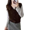 Women's Korean Knitted Sweater Vest - Loose Fit, Sleeveless with Shoulder Pads for Autumn/Winter Layering