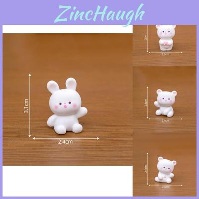 Entzückende Harz-Miniatur-Hasen- und Bärenfiguren für DIY-Dekoration Desktop-Zubehör