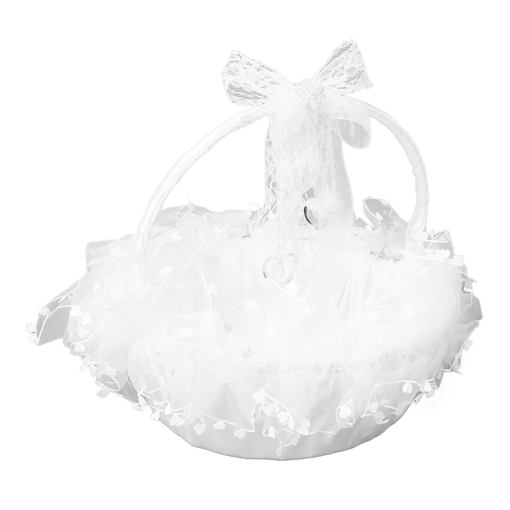 Blumenmädchenkorb Eleganter Stil Tragbar Langlebig Spitzenmaterial Breite Anwendung Hochzeitskorb für Hochzeitsfeier