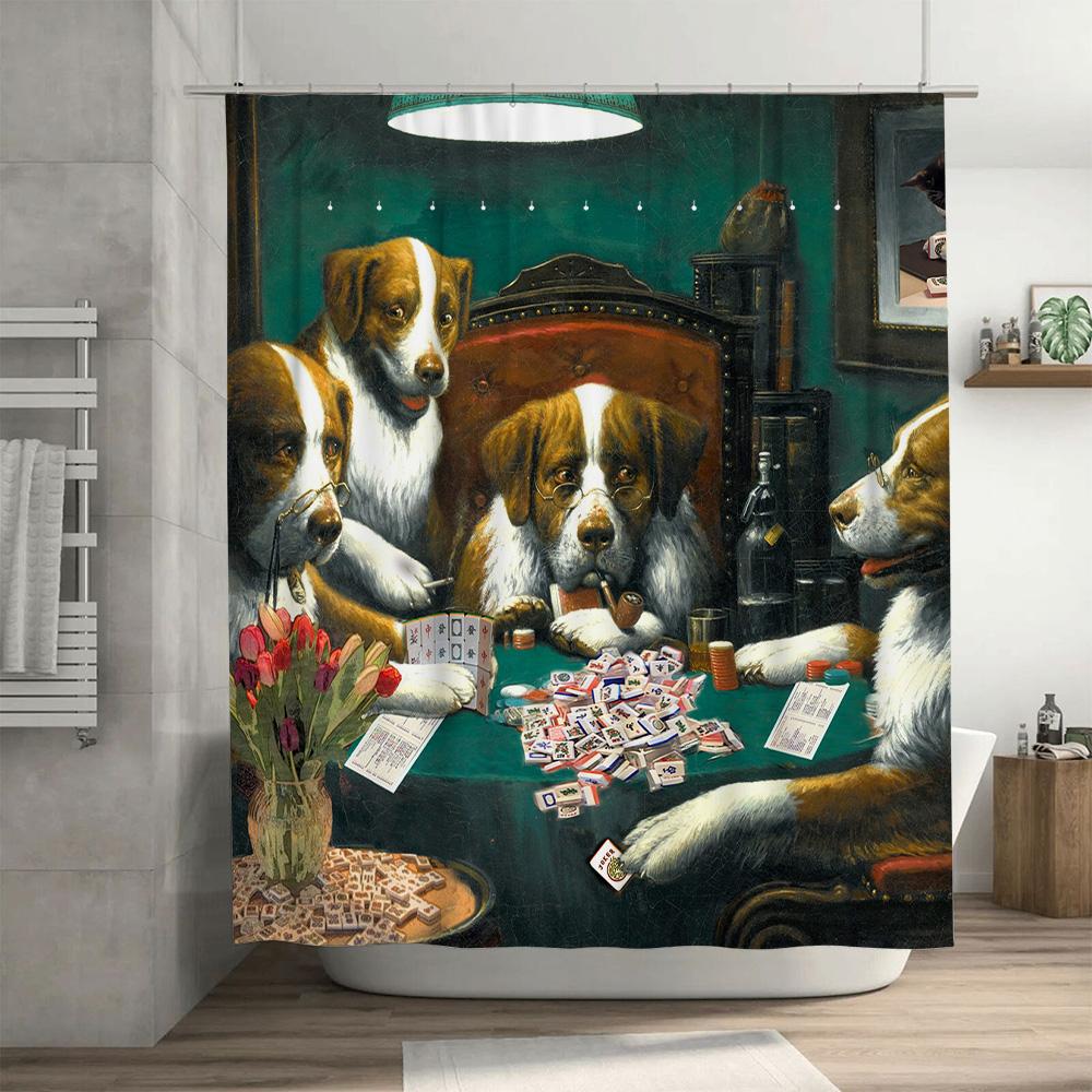 Vintage Dogs Playing Poker: Classic Artistic Pattern Shower Curtain For A Unique And Quirky Bathroom Dcor