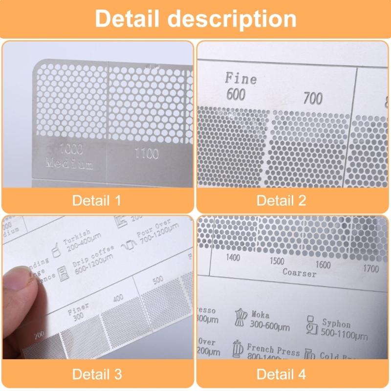 Grinds Reference Card Coffee Grinds Size Ruler Metal Grinds Size Reference Card Essential Tool Gift for Coffee Enthusias