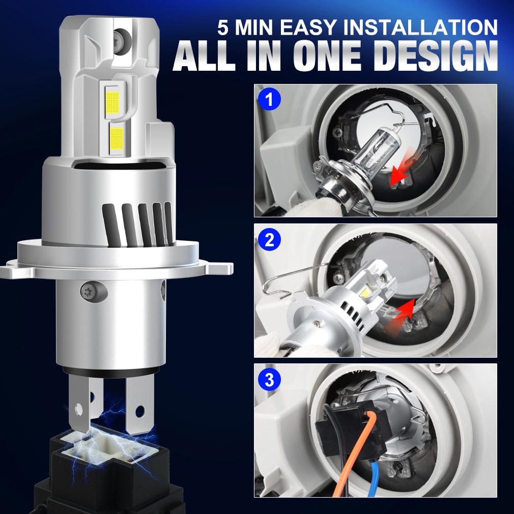 2Pcs Canbus H4 LED Headlight Bulbs High Low Beam 32000LM Car Motorcycle Lights 24pcs 3570 CSP Turbo Led Diode Lamps Auto Moto Headlamp 12V 6000K