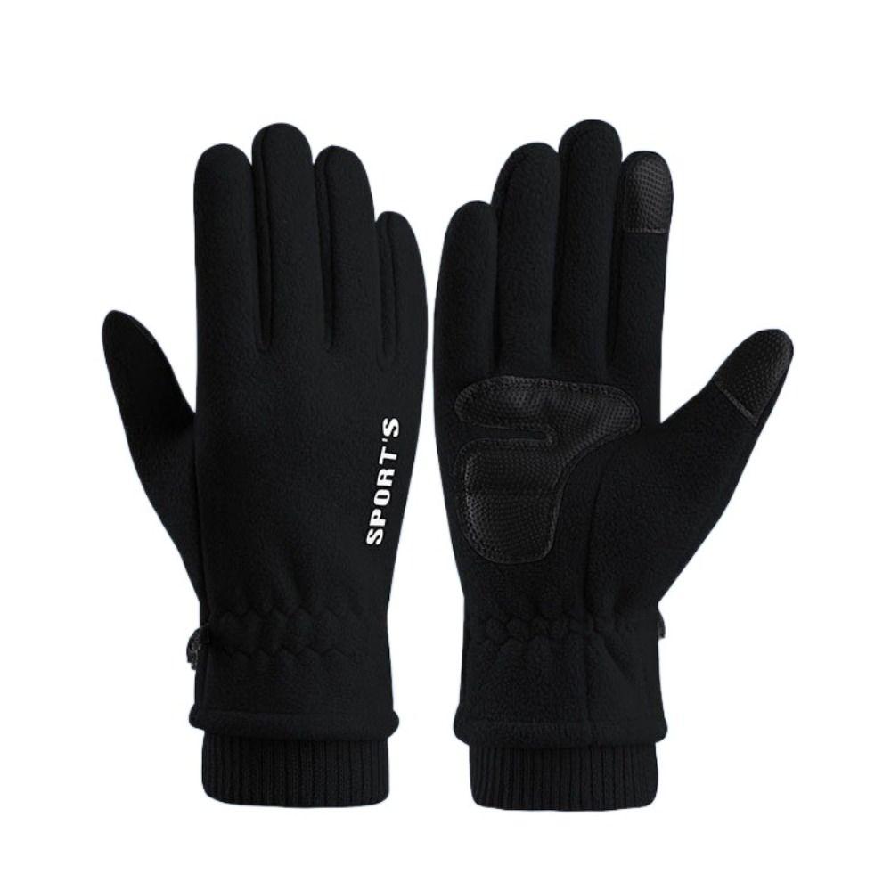 

Korean Style Fleece Gloves Keep Warm Cycling Mittens Soft Winter Warm Gloves Female/Girls Black-Men