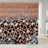 Leopard Print Glitter Shower Curtain Rose Gold Diamond Pattern Glamour Bathroom Decor Linen180X230