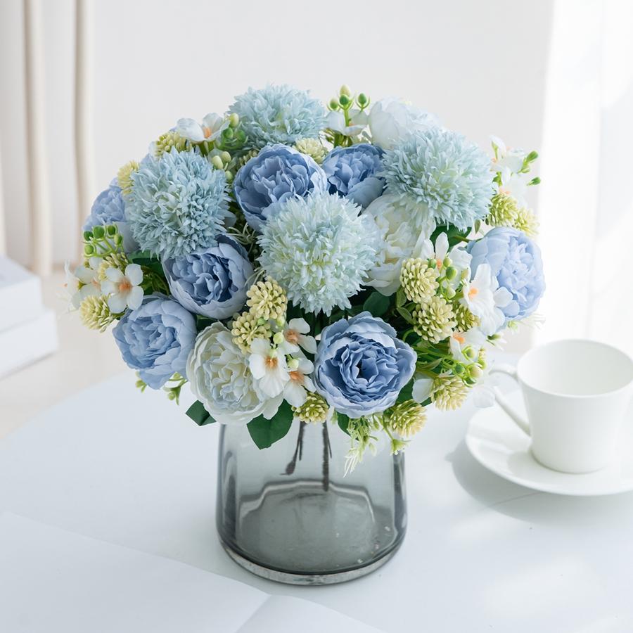 1/3PCS Artificial Flowers Peony Silk Wedding Wreath Home Room Vase Table Decor Bridal Bouquets Festival Outdoor Courtyard Garden