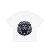 Black T-Shirt with Silver Lion Head Print for Casual Wear