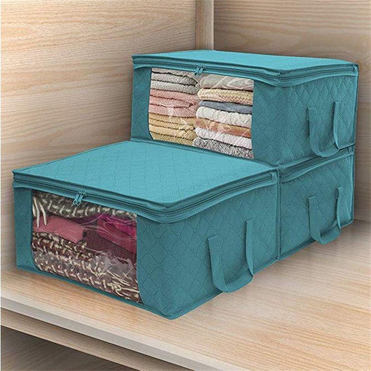 3Pcs Clothing Wardrobe Organizer Bag Clothes Blanket Quilt Closet Box Bag Home Foldable Storage