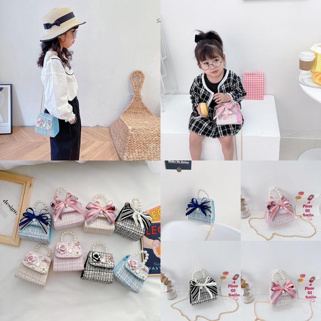 Adorable Children's Bowknot Crossbody Bag Fashionable Floral Design For Girls
