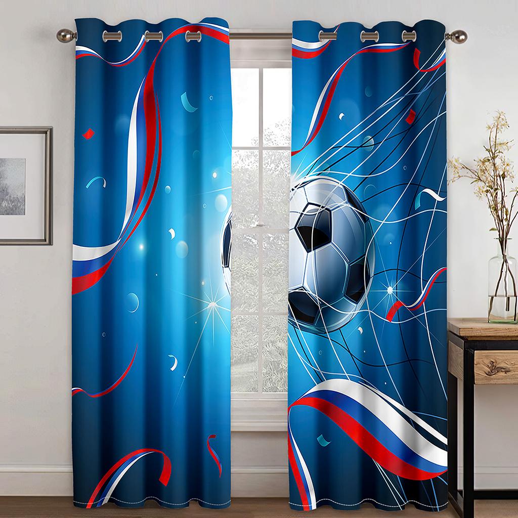 Football Soccer Field Sports Boy Free Shipping Window Curtains For Living Room Kids Bedroom Bathroom Kicthen Door Home Decor2Pcs