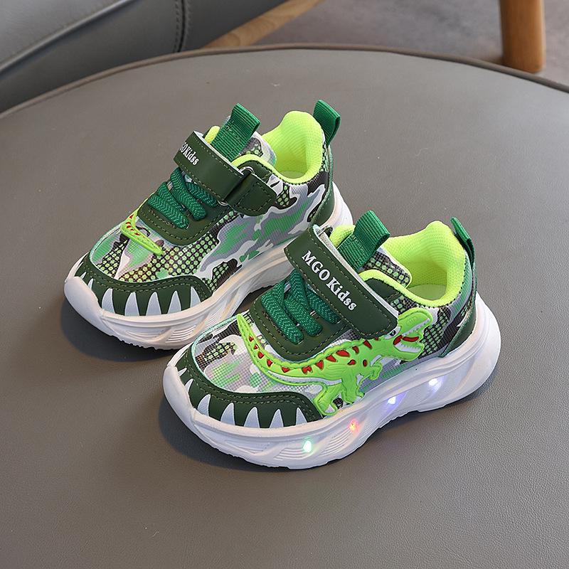 Kids' Spring 2026 Dinosaur Mesh Light-Up Sports Shoes
