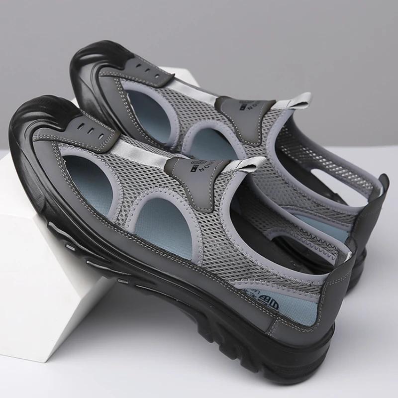 Sandaler Åndbar Herresko Mesh Udendørs Herre Hule Sandaler Skridsikre Strand Sandaler Flade Fodtøj