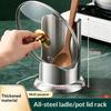 Stainless Steel Pot Lid And Spoon Holder Thickened Material Multi Purpose Design For Kitchen Cooking Organization