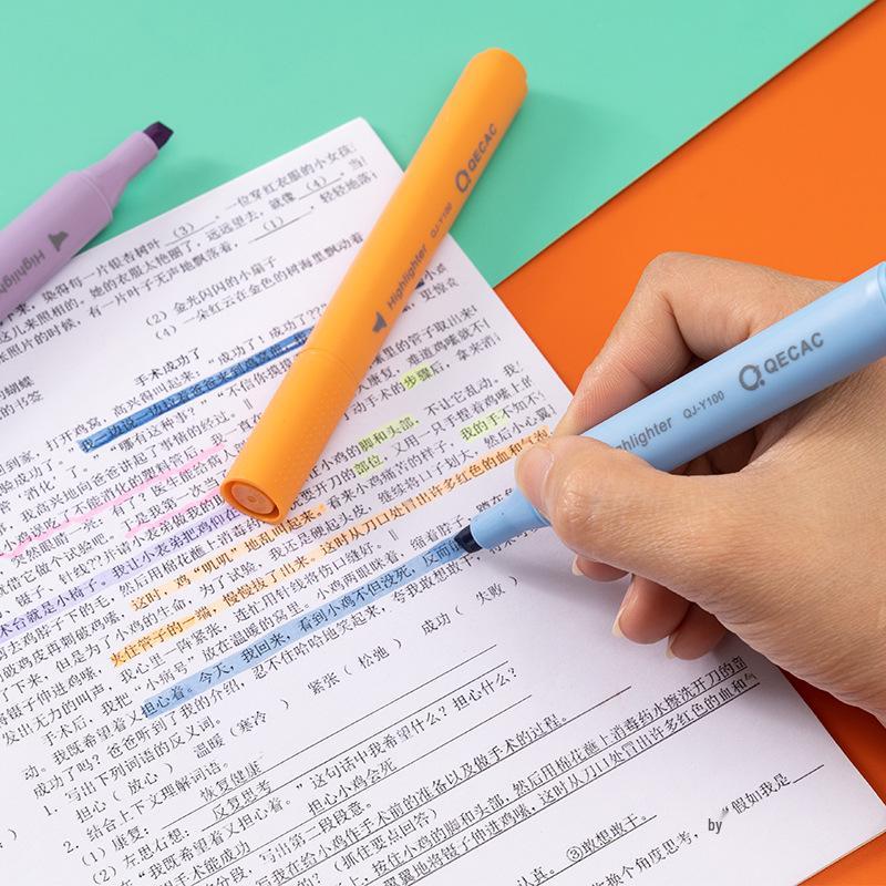 Large Capacity Triangular Morandi Macaron Highlighter Pen, Broad Tip for Students