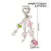 Imitation Pearl Bow Heart Pendant Bag Pendant Pink Strawberry Hollow Flower Tulip Beaded Keychain Accessories