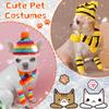 Saintrygo 12 Pcs Dog Leg Warmers Hat Scarf Set Winter Knitted Dog Costume Set Include Warm Striped Hat Small Scarf Leg Warmers for Pet Cat Puppy, S