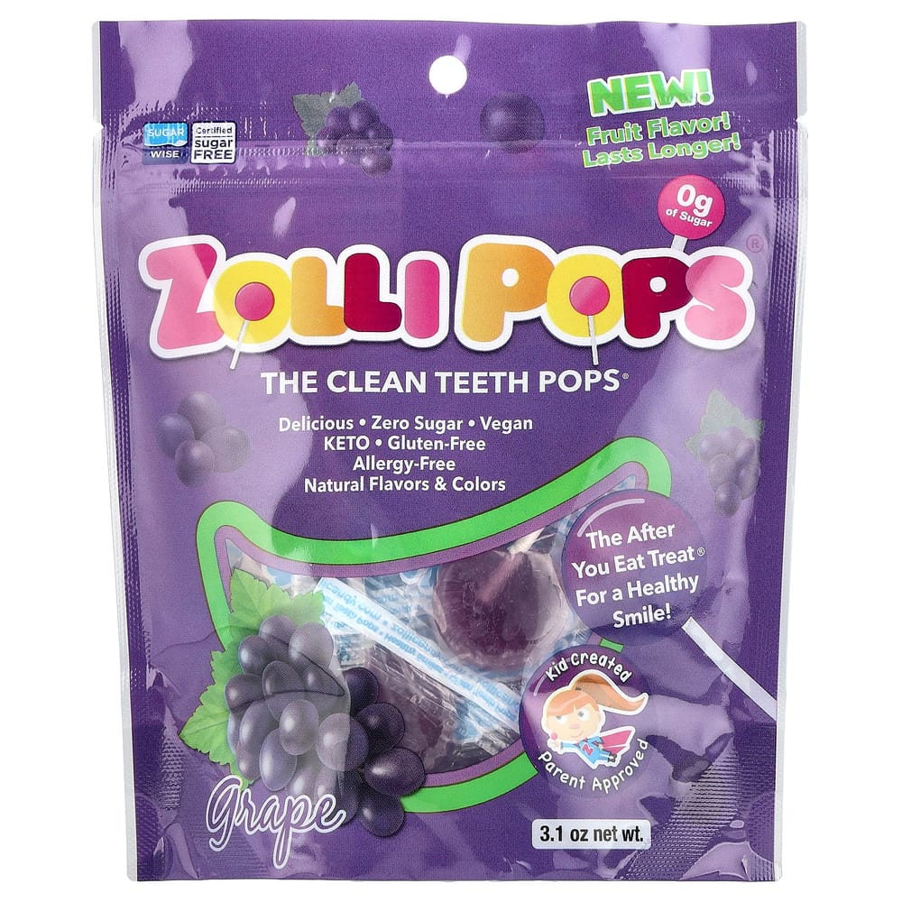 Zollipops The Clean Teeth Pops, Grape, 15 Zollipops, 3.1 oz