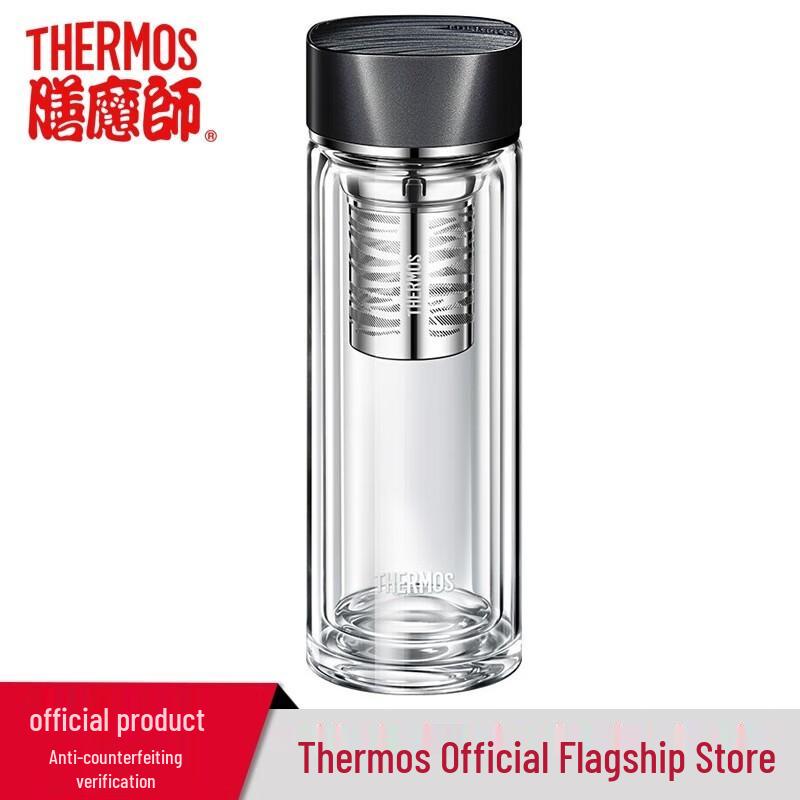 THERMOS Double-Layer Heat-Resistant Glass Tea Infuser Water Bottle