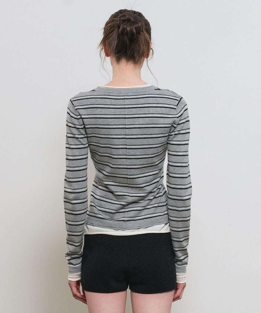 GENERALIDEA Striped Layered Pullover [Grey] / Gf1Lkp522