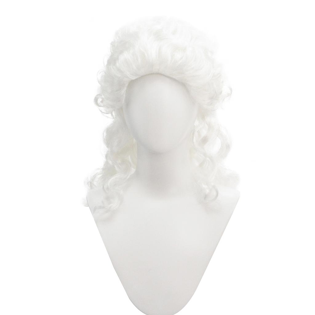 Perruque Synthétique Bouclée de Juge Colonial Blanc, Style Aristocrate du 18ème Siècle pour Cosplay de Cour, Théâtre Historique et Fête d'Halloween