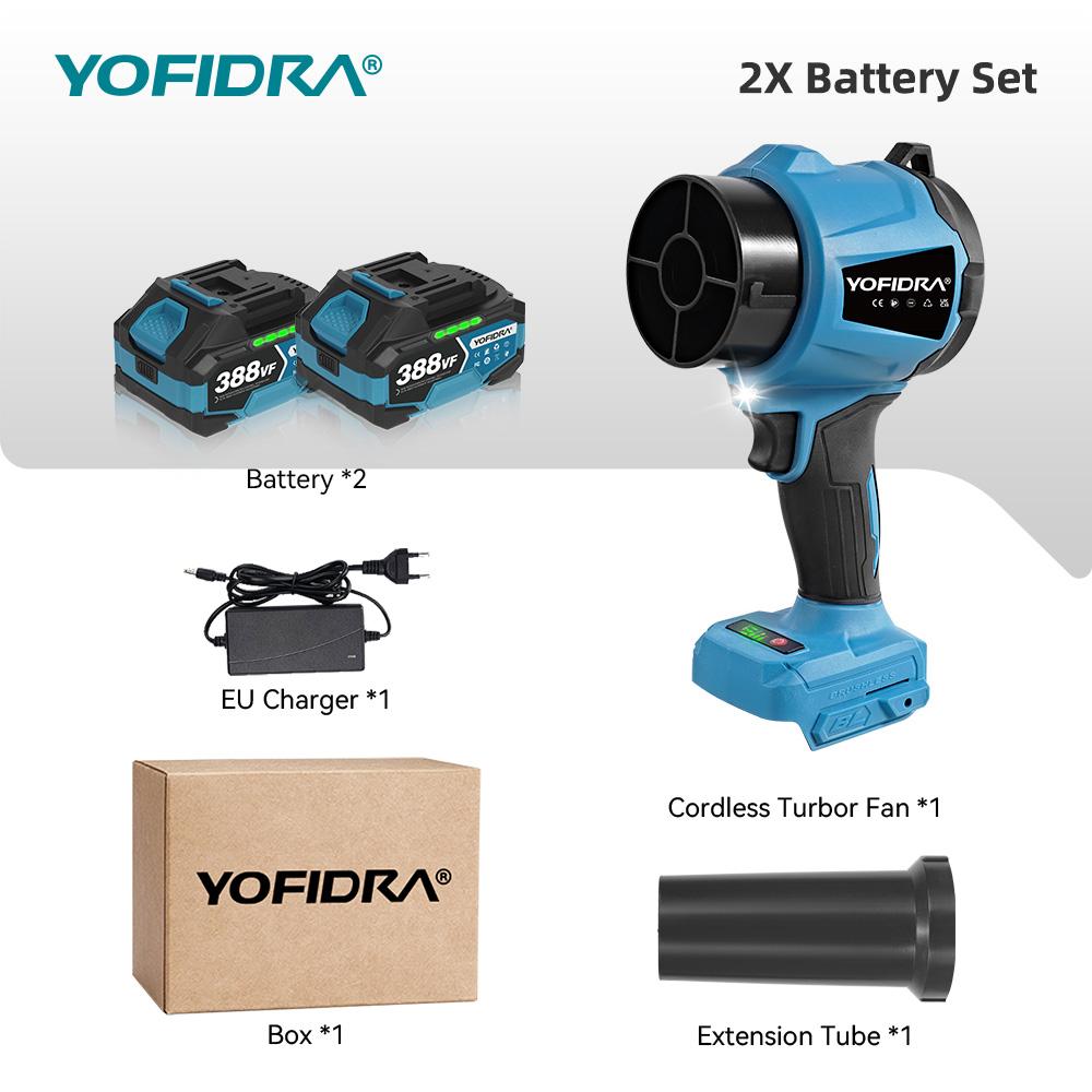 Yofidra 350M/S Brushless Electric Turbo Fan Blower 3000W Cordless Jet Snow Leaf Dust Air Blowing Tool for Makita 18V Battery