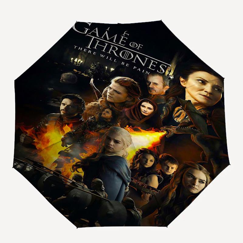 

1pc Game of Thrones Automatic Folding Umbrella - Compact 8-Rib Design, Durable Plastic & Iron1245L