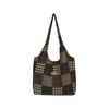 Retro Check Pattern Patchwork Tote Bag - Large Capacity Hand-held Shoulder Bag