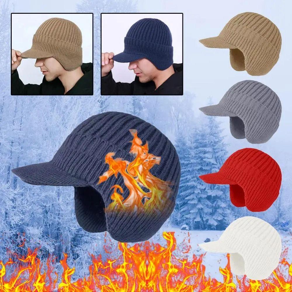 Windproof Ear Protector Cap Warm Knitted Peaked Hat Newsboy Hats Baseball Knitted Cap Winter