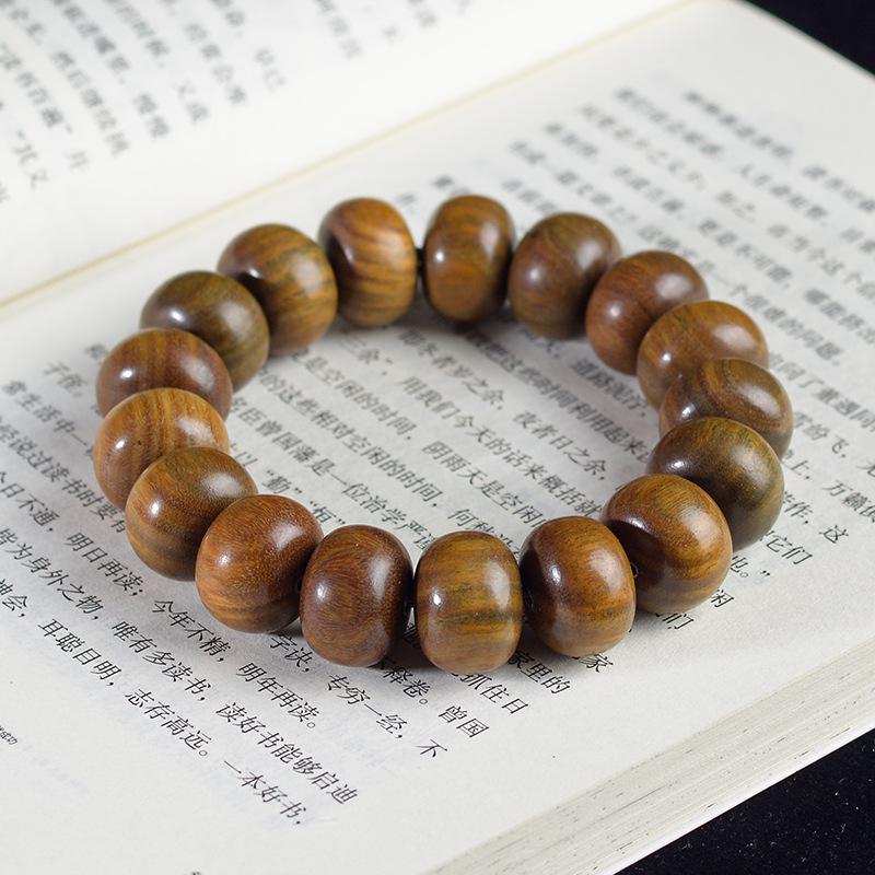 Bracelet Abaque Bois de Santal Rouge, Vert et Violet avec Perles de Jujube et Espaceurs Articulés en Bambou - Design Unisexe