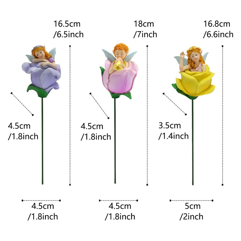 3-piece set of flower fairy inserts, resin crafts, flower pot and bonsai inserts, courtyard and garden decoration statue inserts