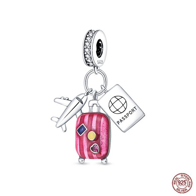 New 925 Sterling Silver Red Color Series Heart Shape Charms Beads Lucky Jewelry Gifts