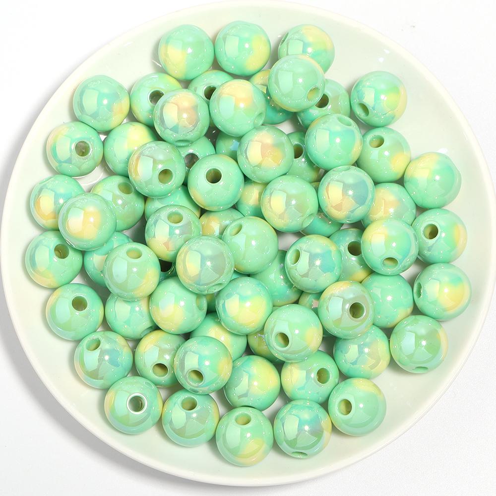10Pcs/Lot 14 16mm Acrylic Beads Plating Colorful Heart Pattern Dual Color Round Spacer Beads Diy Bracelet Necklace Accessorie