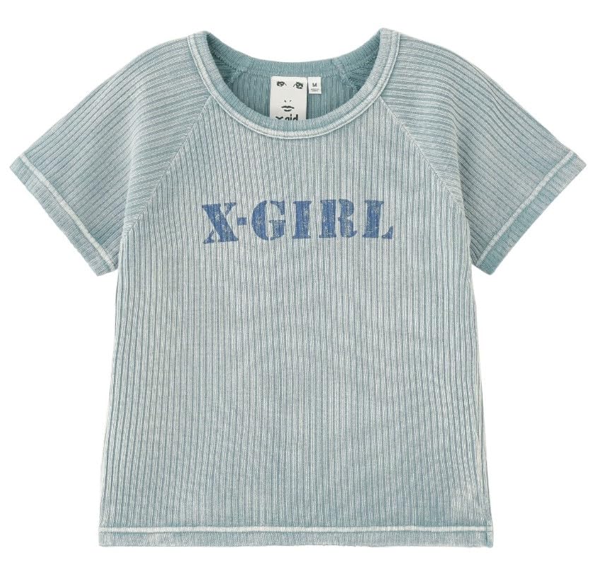Casual Faded Rib Baby Top in Light Blue X-girl