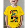 Boys Crew Neck Short Sleeved T Shirt with Dinosaur Themed Elements for the School Season Print