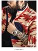 Madden Workwear Navajo Print Men's Fleece Hoodie with Zipper and Stand Collar