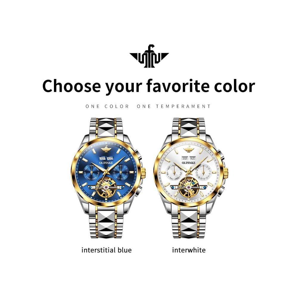 OLEVS Men's Automatic Mechanical Watch Stainless Steel Bezel Luminous Waterproof Luxury Dress Watch Silver