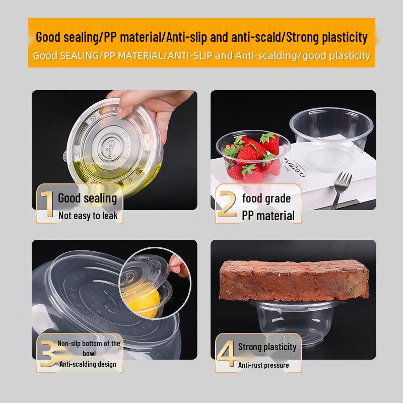 ZISIZ Disposable Food-Grade Plastic Bowls with Lids