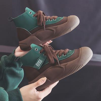 Kurze Stiefel Damen High-Top Schuhe Frühling Neue All-Match Damen Dickbesohlte Sneakers Casual Brotschuhe Damen