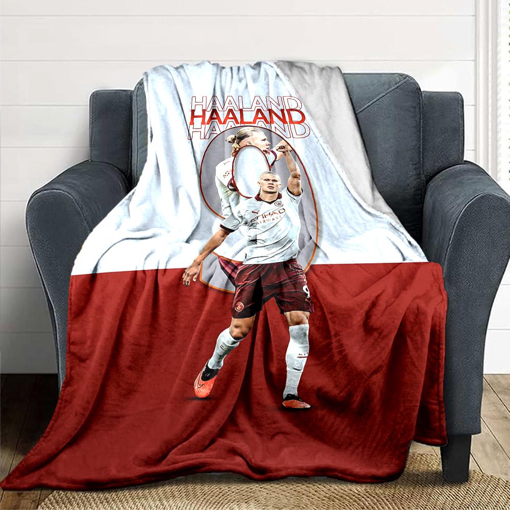 Haaland Trikot Decken Flanell Bedruckt Atmungsaktiv Warm Überwurfdecke für Zuhause Büro Bettwäsche 0708a84