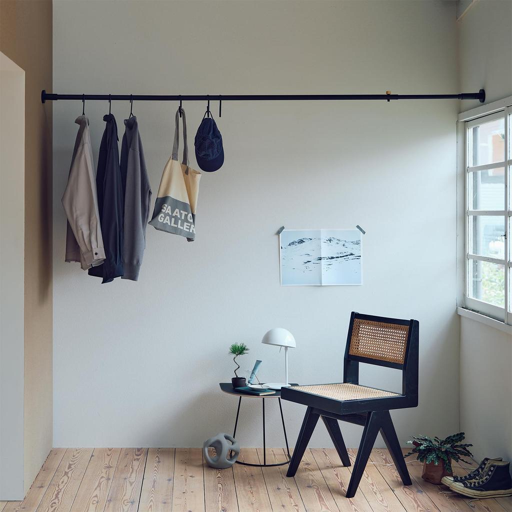 DRAW A LINE 027 Tension Rod Pro Black Draw Align Tension Rod Pro Black For Both Vertical and Horizontal Use Installation Width Load Capacity Length