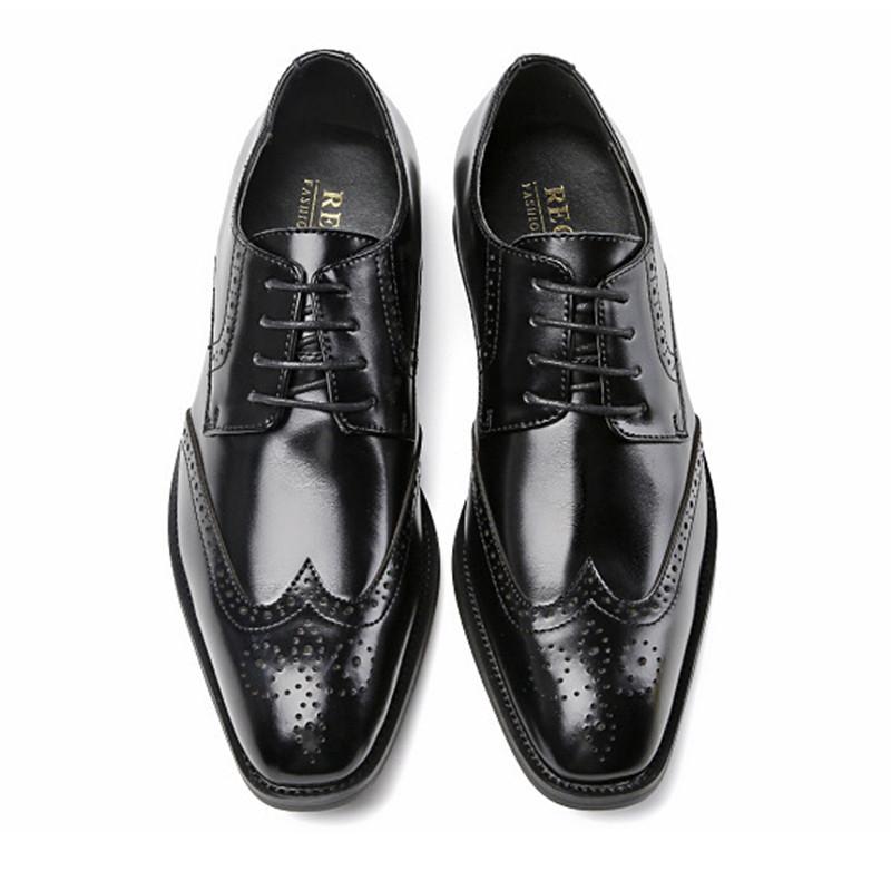 Gentleman New Men's Pointed Business Brogues Derby Shoes Male Luxury Designer Homecoming Wedding Dress Footwear