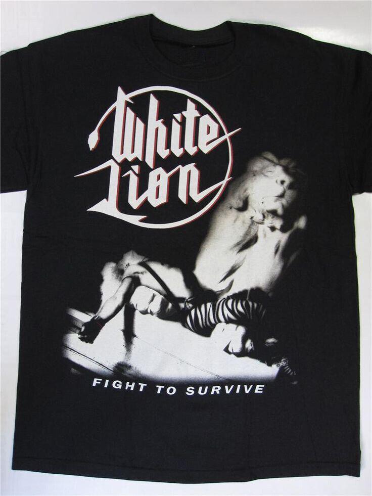 

Retro Fight to Survive White Lion Band Shirt Black Classic Unisex S-5XL Unisex T-Shirt XXL